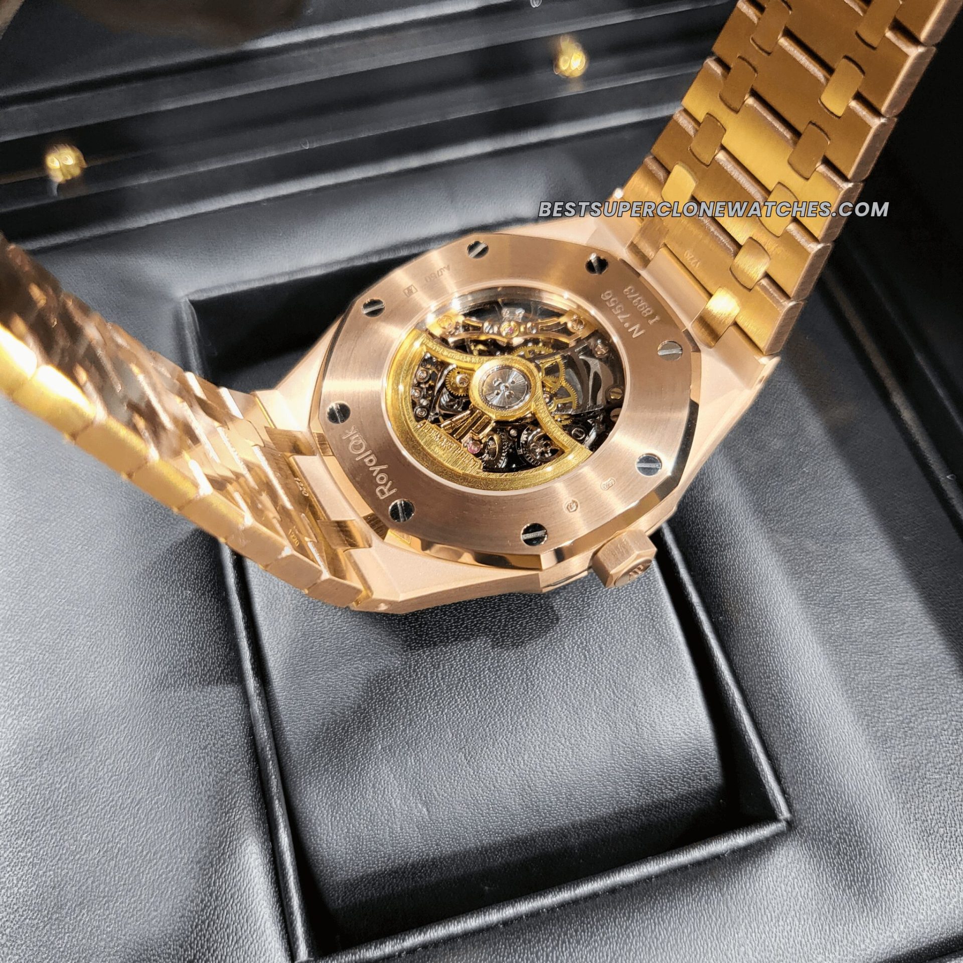 Swiss super clone of Audemars Piguet 15407OR with transparent dial and rose gold finish