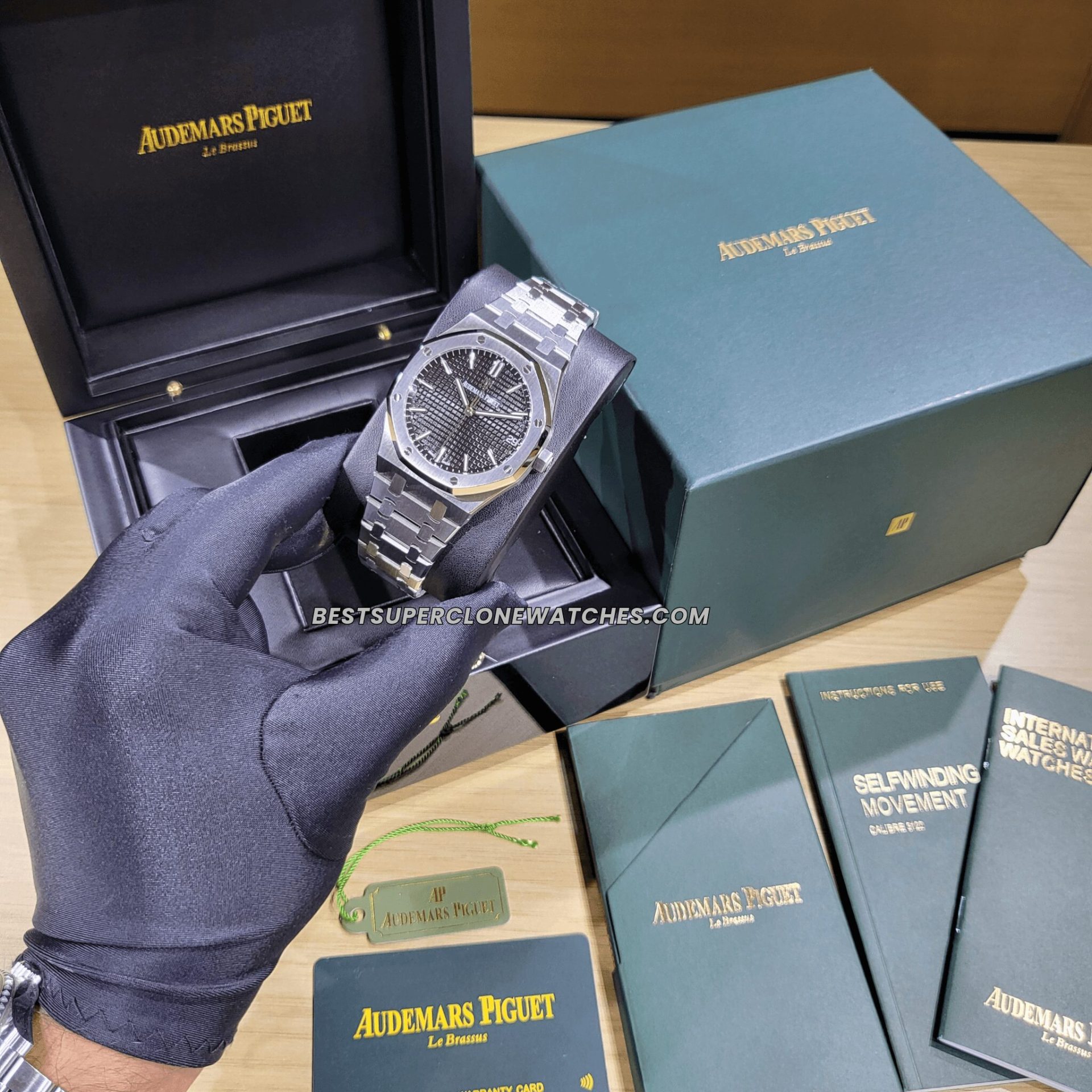Swiss super clone of AP Royal Oak with stainless steel case and integrated bracelet