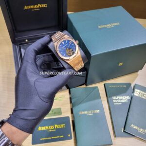 Audemars Piguet Royal Oak Tourbillon Pink Gold Blue Sunray Dial Swiss