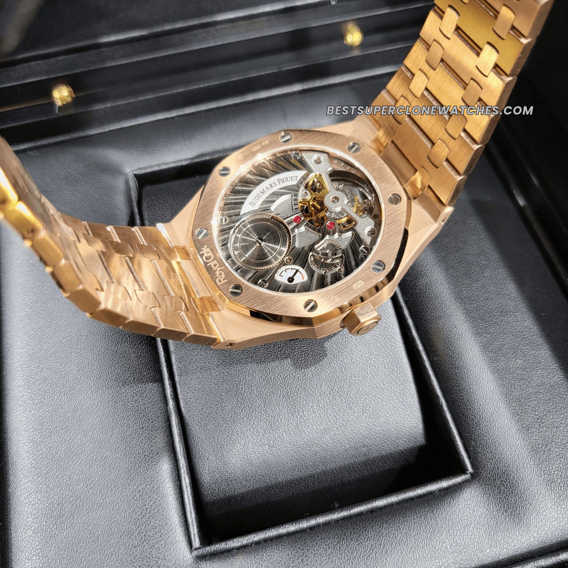 Swiss super clone of Audemars Piguet 2924 with pink gold finish and integrated bracelet