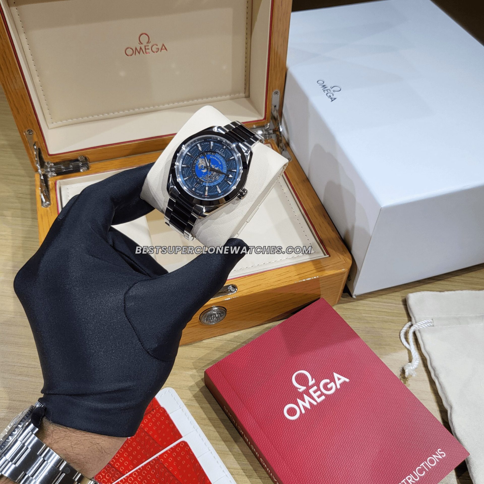 Omega Aqua Terra GMT worldtimer clone watch