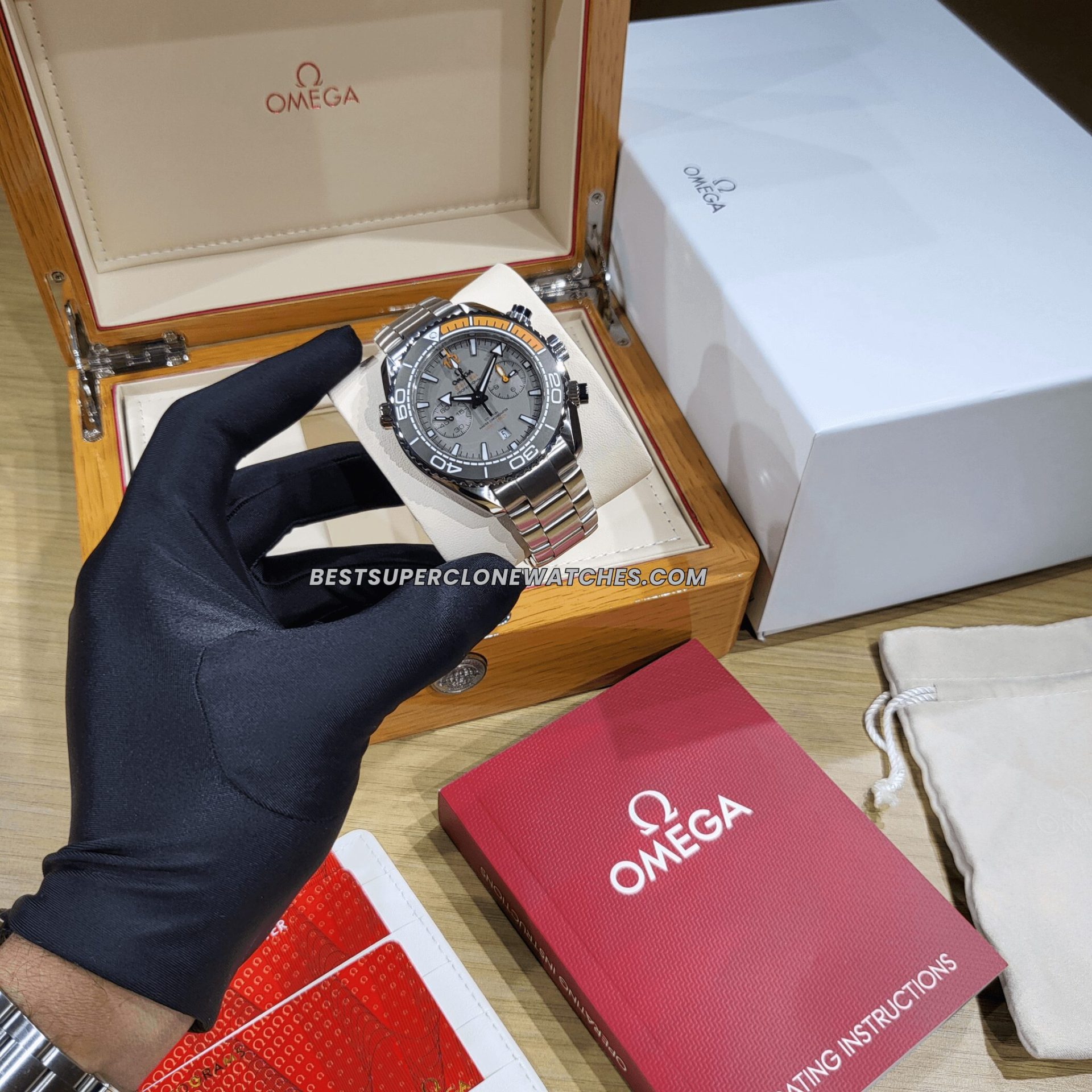 omega 9900 chronograph titanium clone