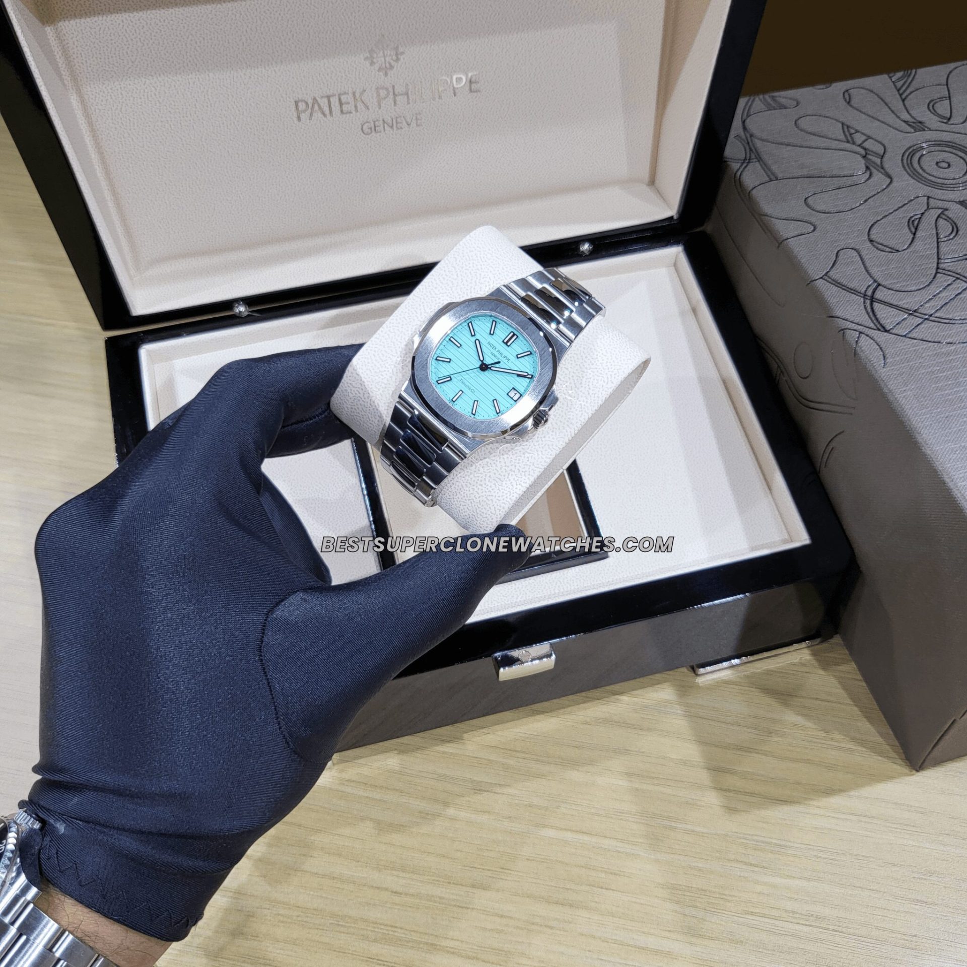 Back view displaying exhibition case back and Swiss clone automatic movement
