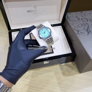 Dual view showing front dial and rear movement of the super clone watch