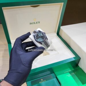 Swiss super clone Rolex Datejust 126334 with Oystersteel and white gold, mint green dial, and 3235 movement