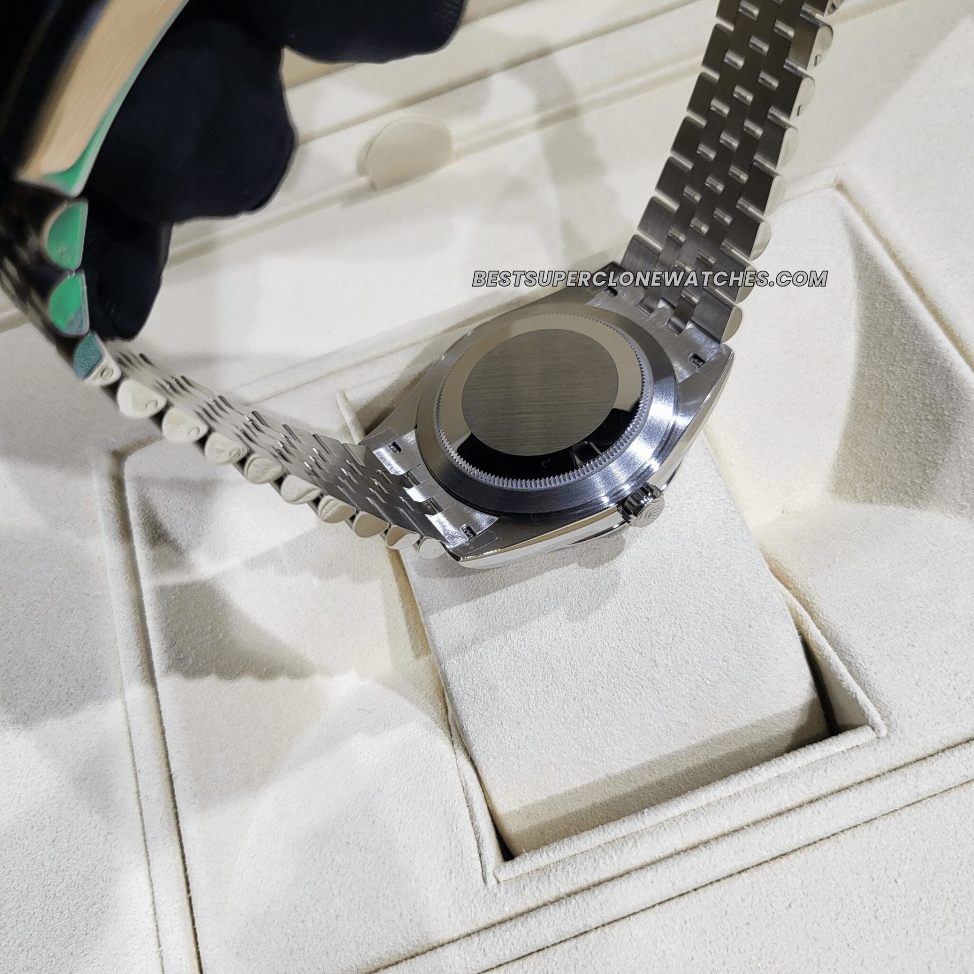 Rolex Datejust Ref-126334 Swiss Super Clone with slate dial, Oystersteel and white gold case, mimicking the original design.