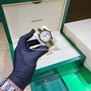Rolex Day-Date 228238 Swiss super clone with 18kt yellow gold case and white dial