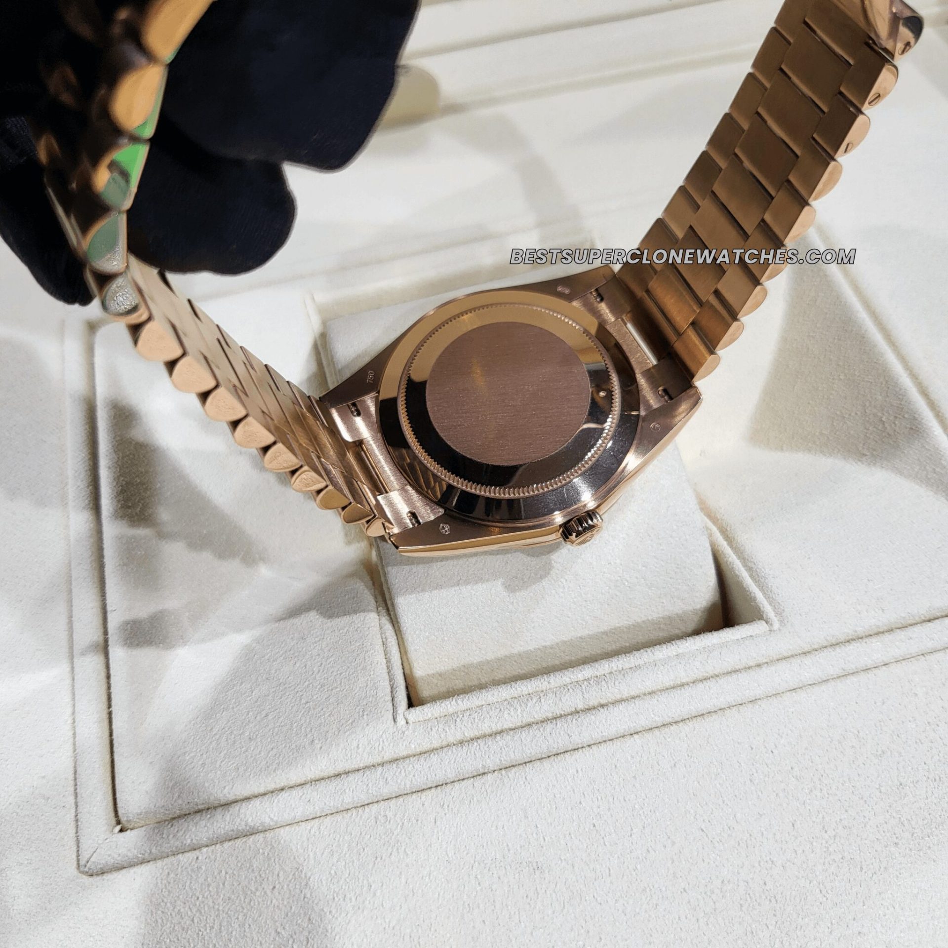 Swiss super clone Rolex Day-Date with 3255 movement and diamond-studded Eisenkiesel dial