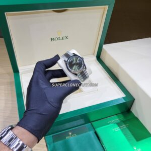 Rolex Day-Date 228236 Swiss super clone with oyster platinum case and olive green dial