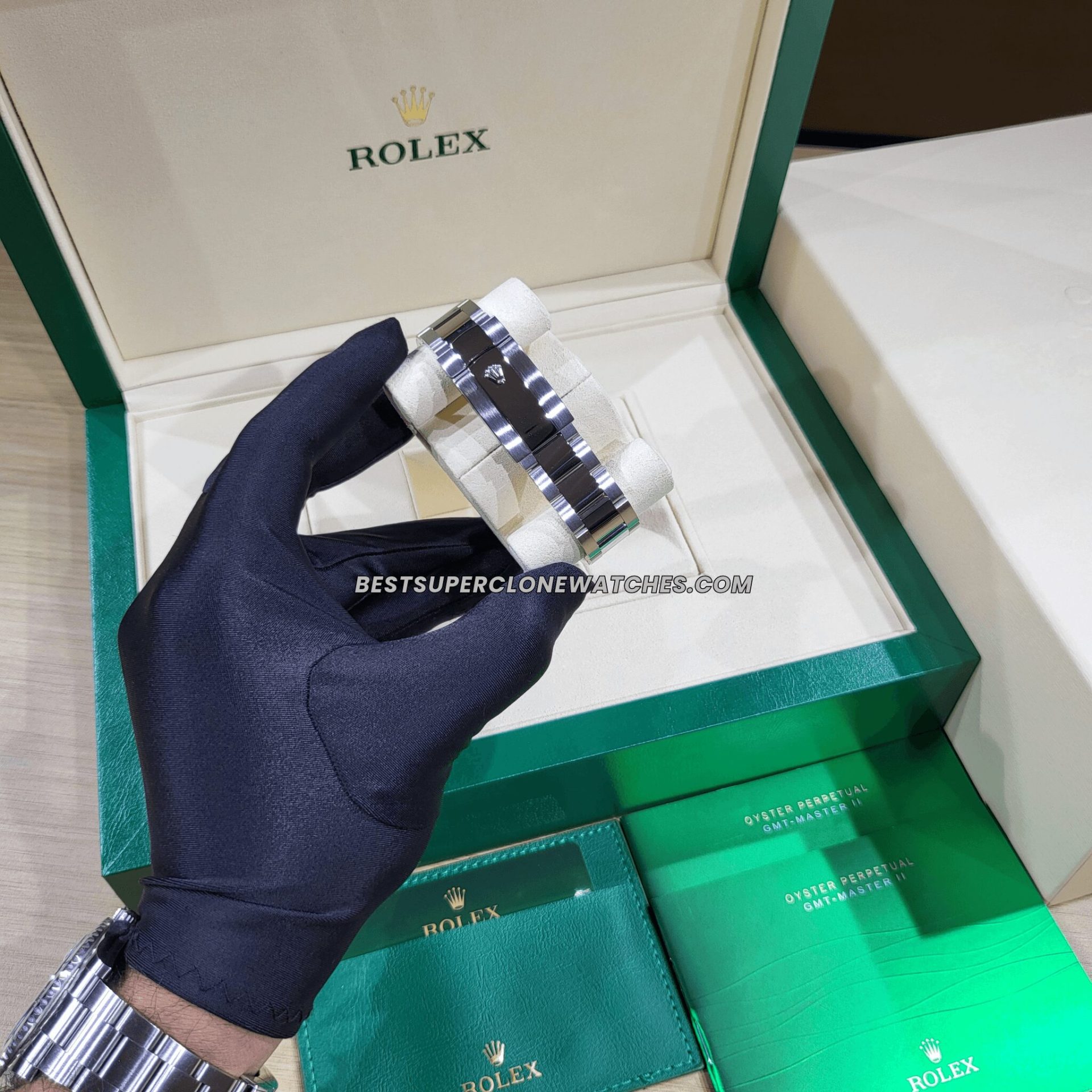 Replica Rolex Sky-Dweller 336934 with Oystersteel and white gold case, bright blue dial