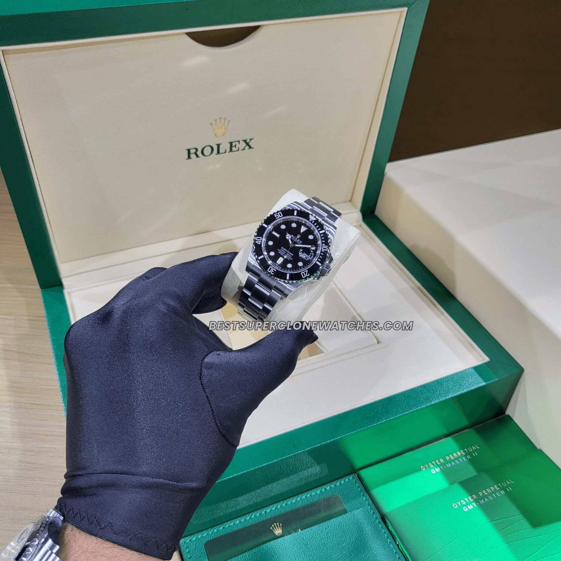 Elegant Rolex Submariner Date Ref-126610LN with black dial, Oystersteel construction, and Swiss super clone movement.