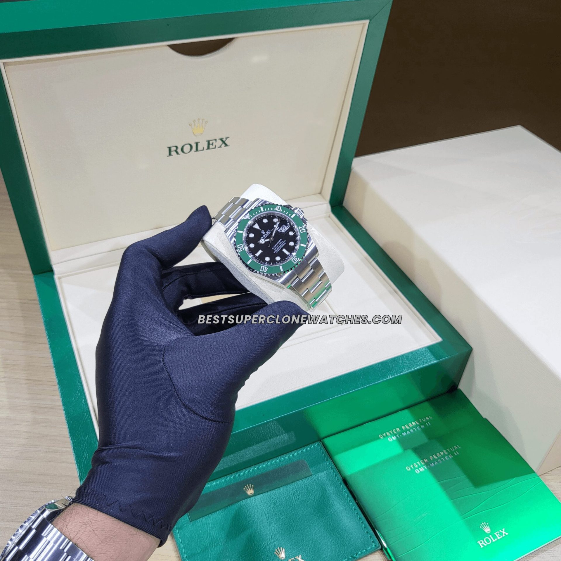 1:1 Swiss replica of Rolex Submariner 126610LV with sapphire crystal and date magnifier