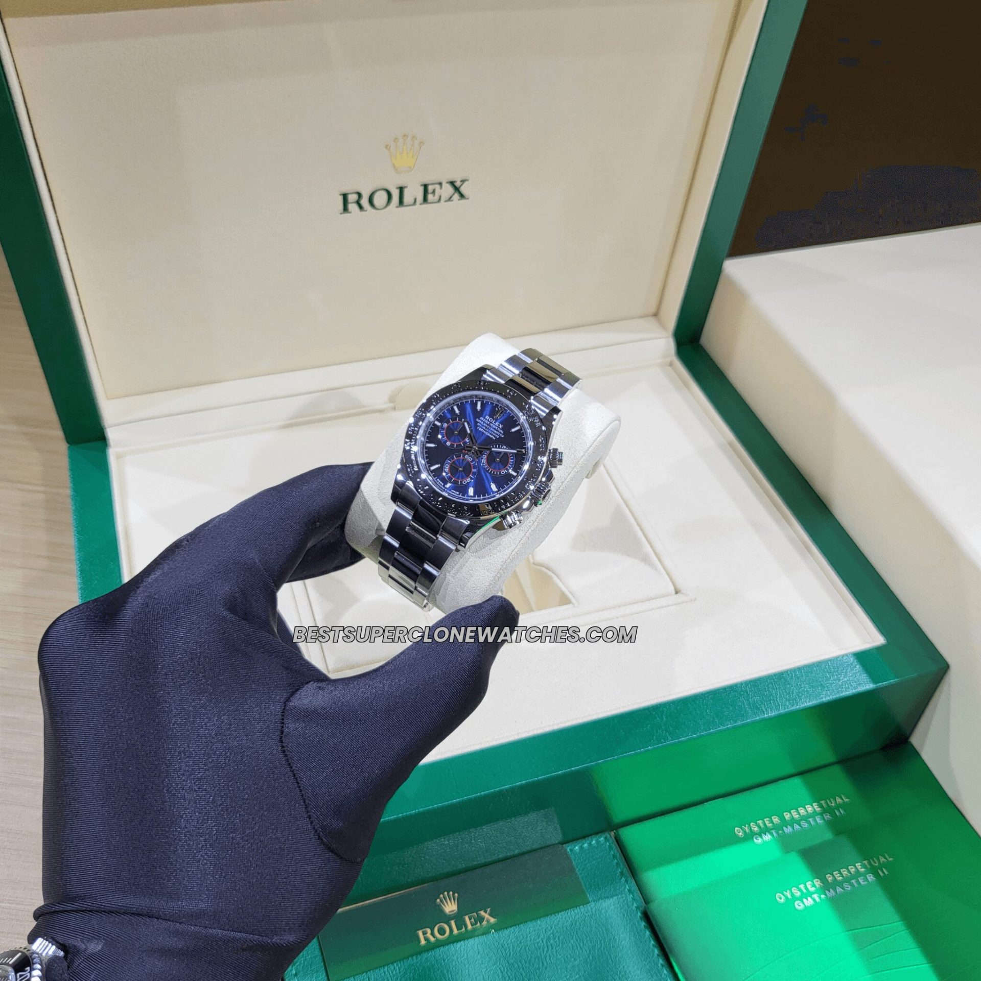 White gold Rolex Daytona bright blue dial