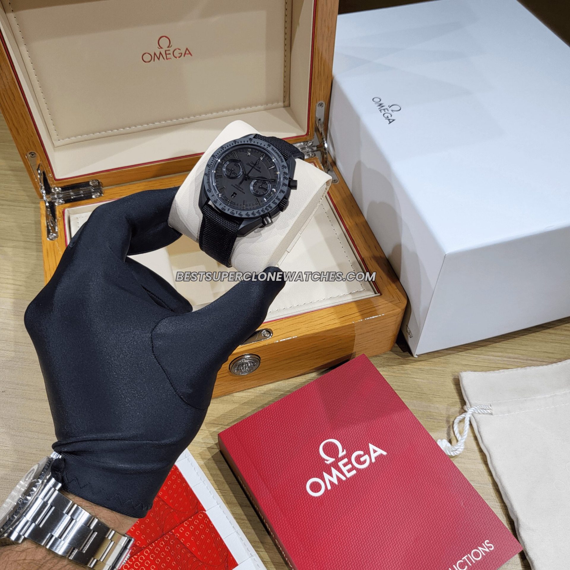 Omega Speedmaster Dark Side Of the Moon 44.25mm Black Ceramic On Coated Nylon Fabric Strap 9300 Swiss Super Clone Watch Ref : 311.92.44.51.01.005 - Image 2