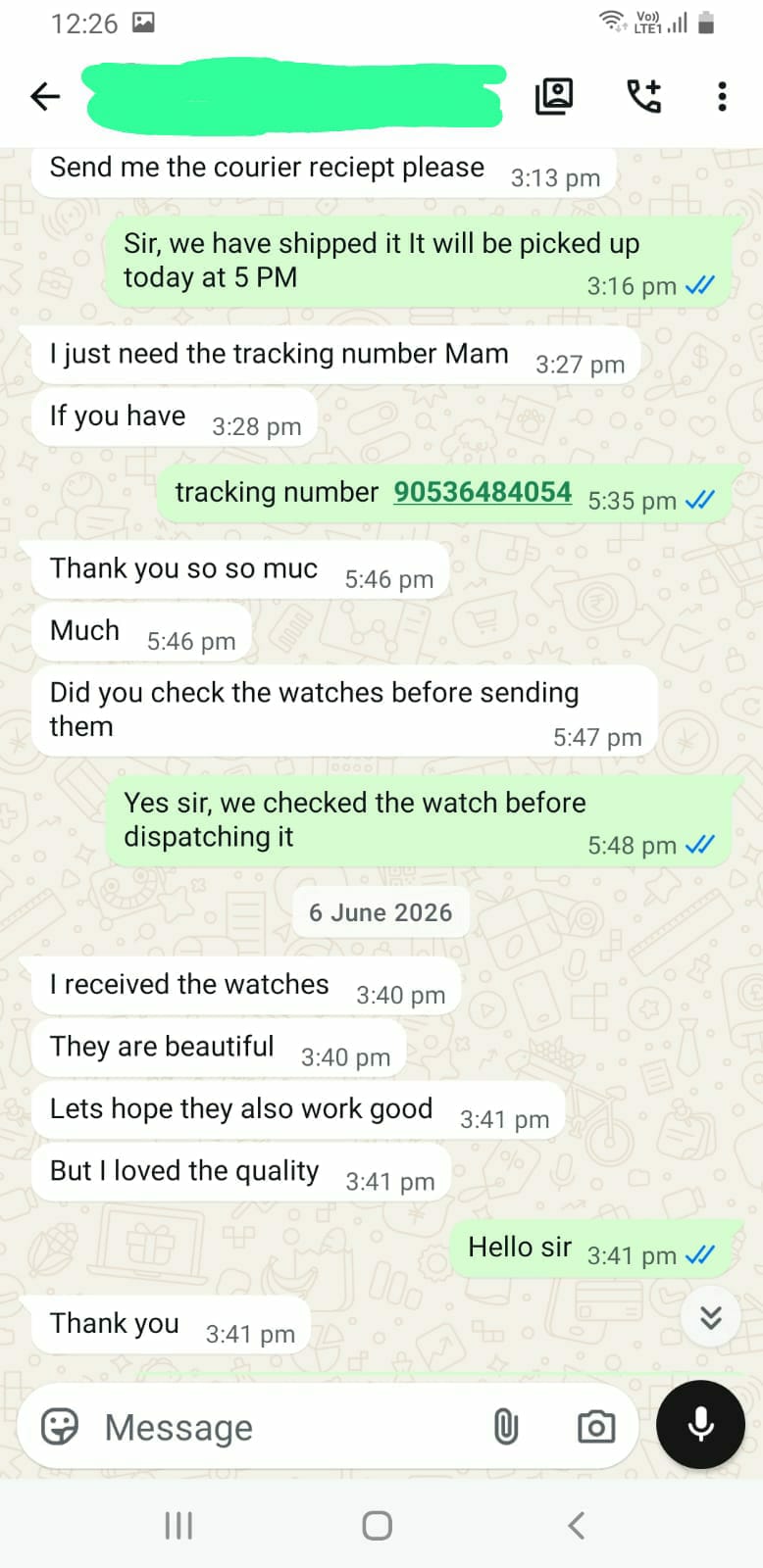 Customer WhatsApp Review 3