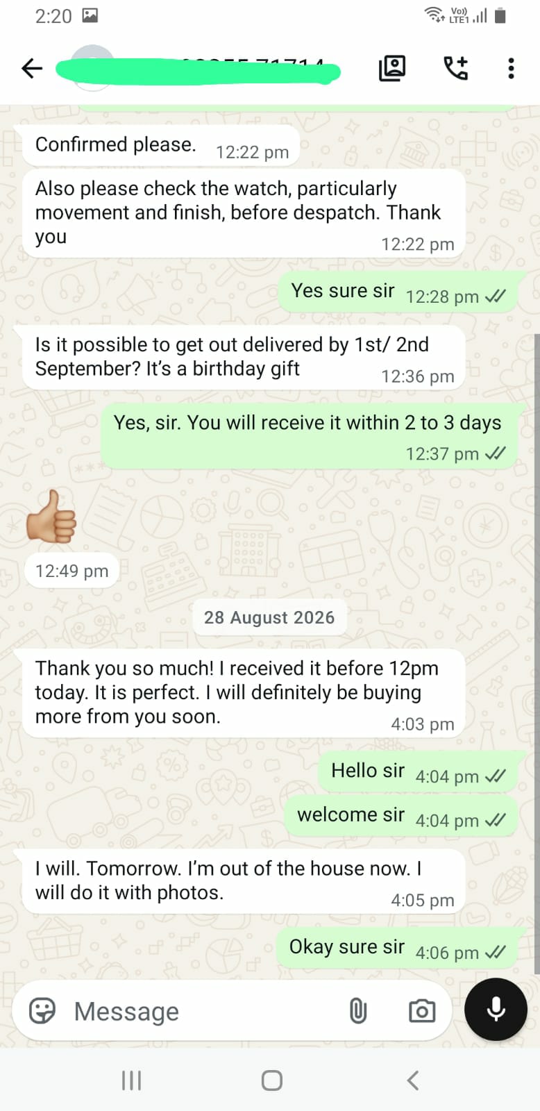 Customer WhatsApp Review 4